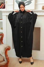 Neva Style - Black Islamic Clothing Turkish Abaya 17410S - Thumbnail