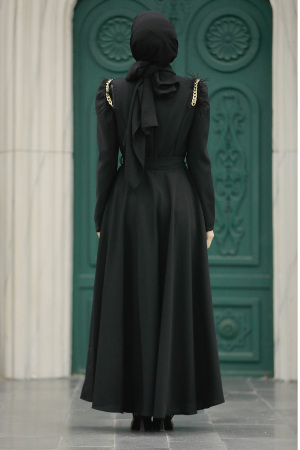 Black Islamic Long Sleeve Maxi Dress 20481S - 3