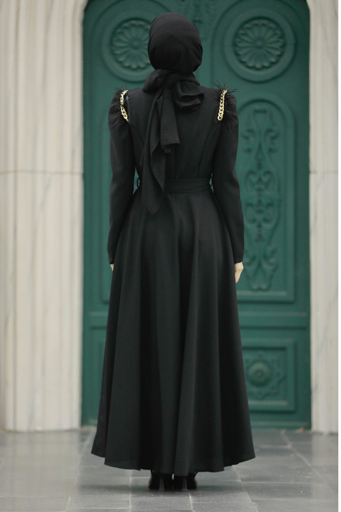 Black Islamic Long Sleeve Maxi Dress 20481S - 3