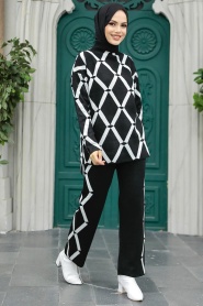 Neva Style - Black Knitwear High Quality Dual Suit 9731S - Thumbnail
