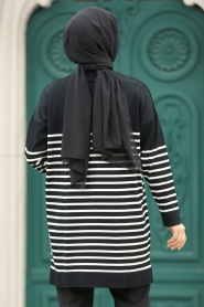 Neva Style - Black Knitwear Hijab Tunic 10141S - Thumbnail