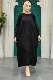 Neva Style - Black Knitwear Muslim Dress 3419S - Thumbnail