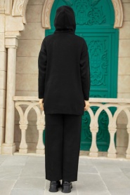 Neva Style - Black Knitwear Muslim Dual Suit 10032S - Thumbnail