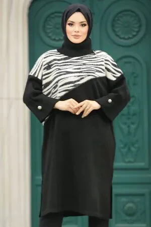 Black Knitwear Muslim Tunic 20651S - 1
