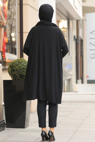 Neva Style - Black Leopar Patterned Hijab Tunic 40030S - Thumbnail