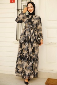 Neva Style - Black Long Muslim Dress 33560S - Thumbnail