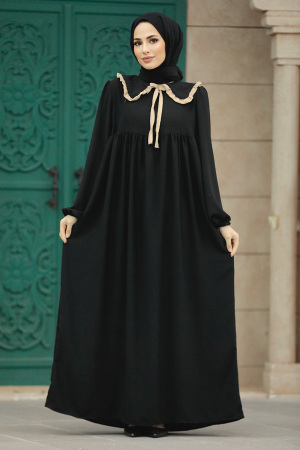 Black Long Muslim Dress 57344S - 2