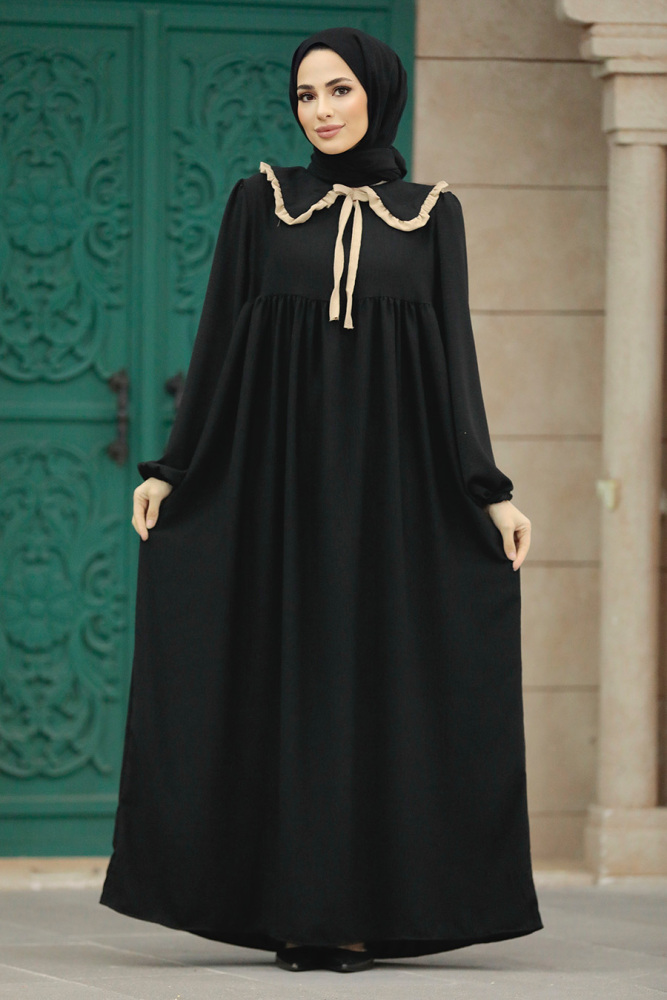 Black Long Muslim Dress 57344S - 2