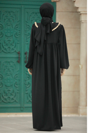 Black Long Muslim Dress 57344S - 3