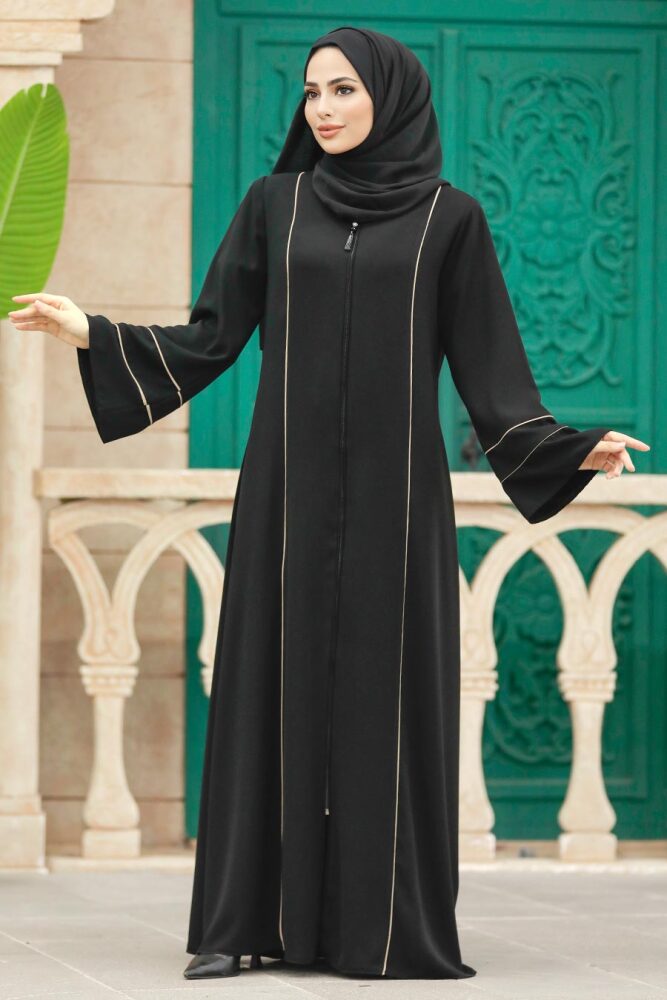 Neva Style - Black Long Sleeve Abaya 35165S - 1