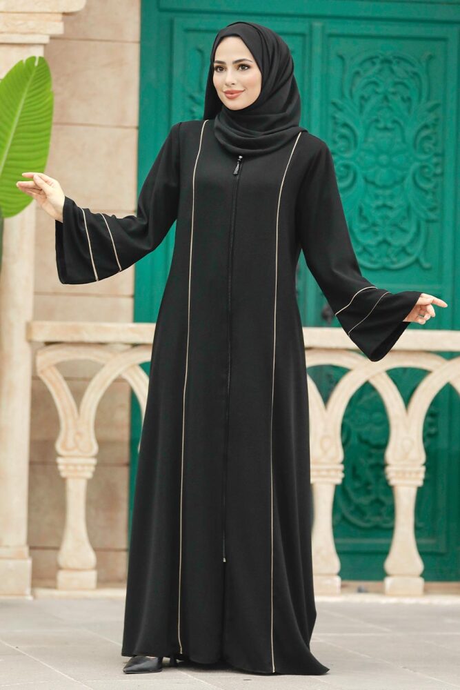 Neva Style - Black Long Sleeve Abaya 35165S - 2