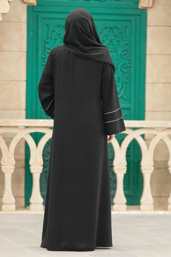 Neva Style - Black Long Sleeve Abaya 35165S - 3