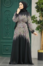 Neva Style - Black Long Sleeve Dress 40422S - Thumbnail