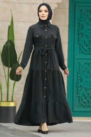 Neva Style - Black Long Sleeve Dress 40971S - Thumbnail