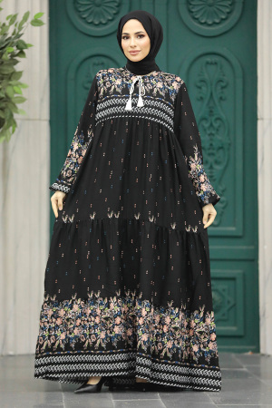Black Long Sleeve Dress 50002S - 1