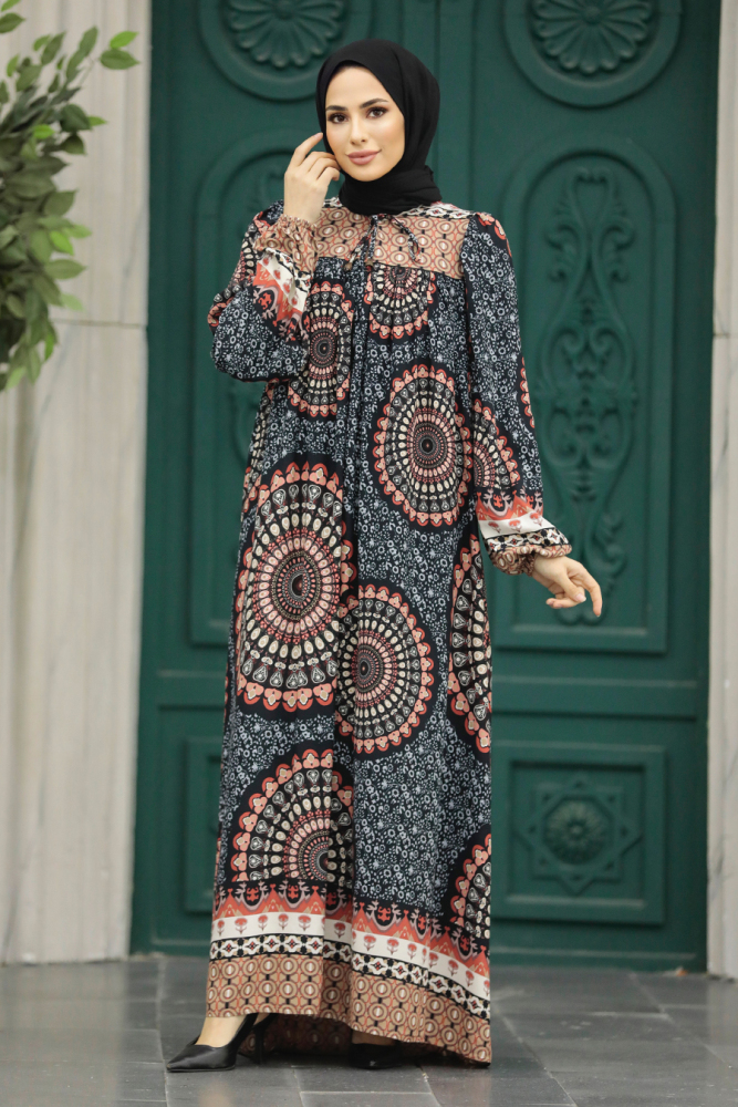 Black Long Sleeve Dress 9005S - 1