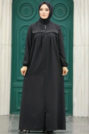 Neva Style - Black Long Sleeve Turkısh Abaya 10533S - Thumbnail