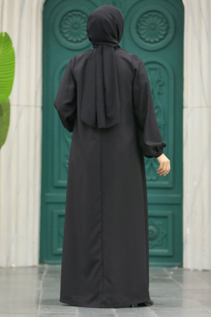 Neva Style - Black Long Sleeve Turkısh Abaya 10533S - Thumbnail