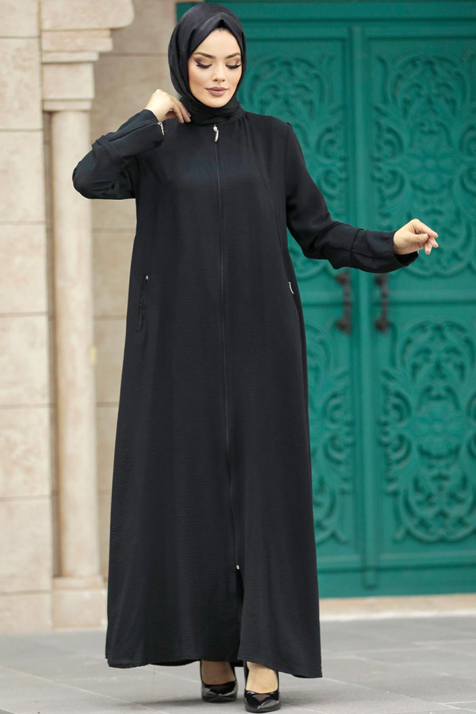 Neva Style - Black Long Sleeve Turkısh Abaya 11055S - 2