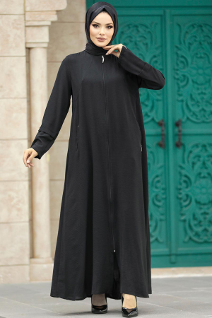 Neva Style - Black Long Sleeve Turkısh Abaya 11055S - 3