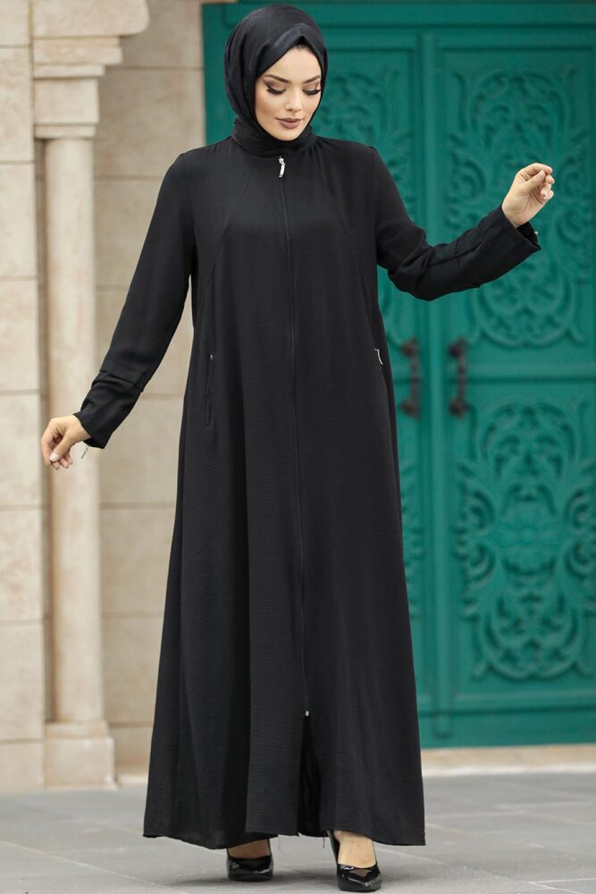 Neva Style - Black Long Sleeve Turkısh Abaya 11055S - 1