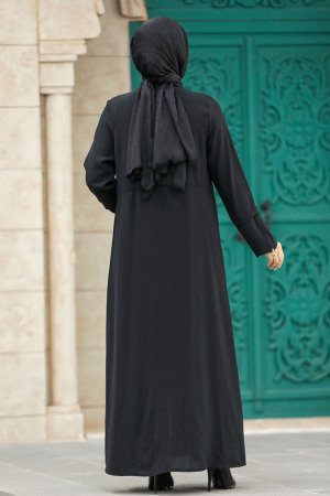 Neva Style - Black Long Sleeve Turkısh Abaya 11055S - 4