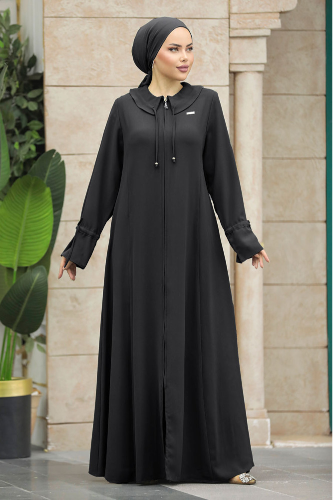 Neva Style - Black Long Sleeve Turkısh Abaya 20021S - 1