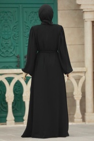 Neva Style - Black Long Sleeve Turkısh Abaya 35161S - Thumbnail