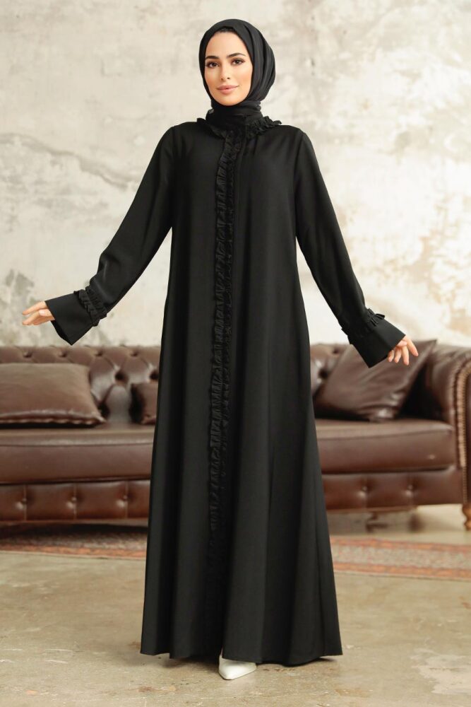 Black Long Sleeve Turkısh Abaya 377600S - 1