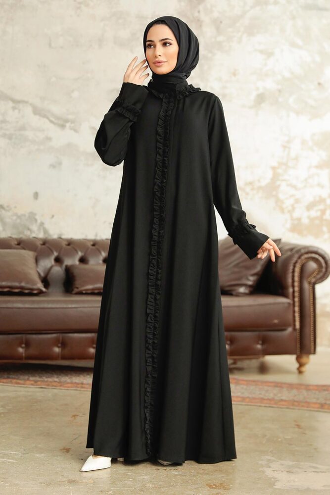 Black Long Sleeve Turkısh Abaya 377600S - 2