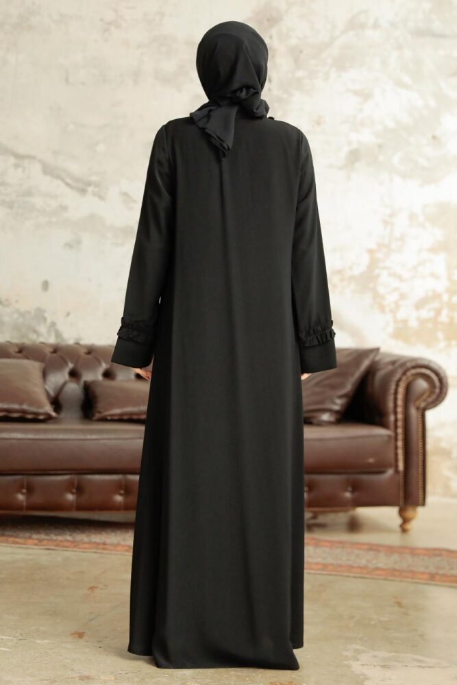Black Long Sleeve Turkısh Abaya 377600S - 3