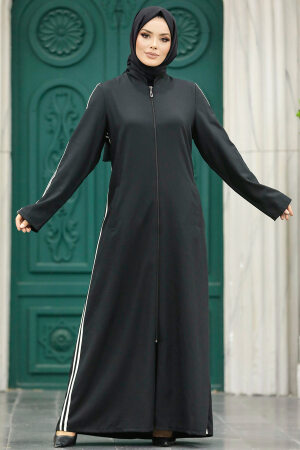 Black Long Turkish Abaya 10502S - 2