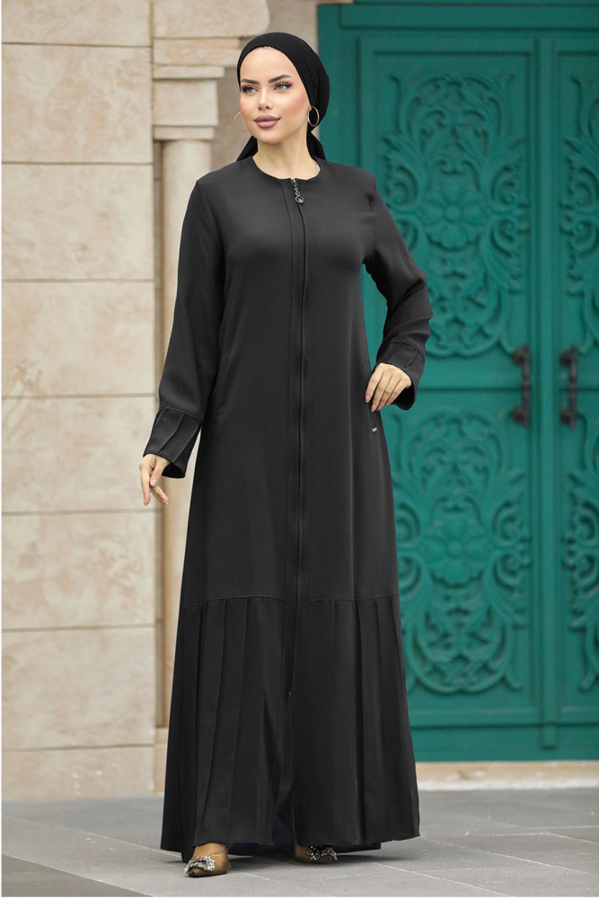 Neva Style - Black Long Turkish Abaya 20018S - 1