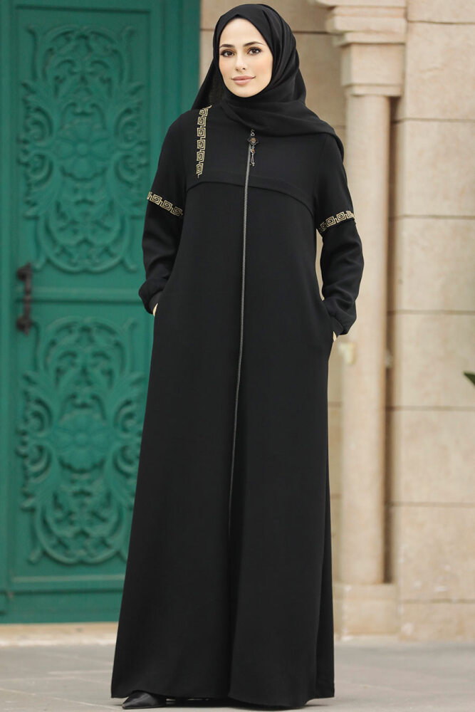 Black Long Turkish Abaya 35124S - 4