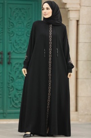 Neva Style - Black Long Turkish Abaya 41563S - Thumbnail