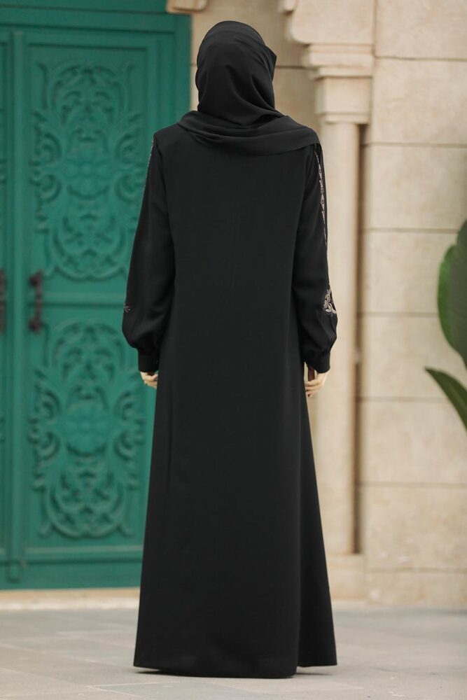 Neva Style - Black Long Turkish Abaya 41563S - 4