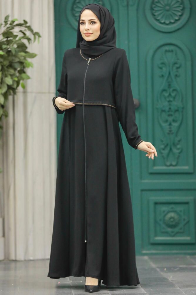 Neva Style - Black Long Turkish Abaya 617S - 1