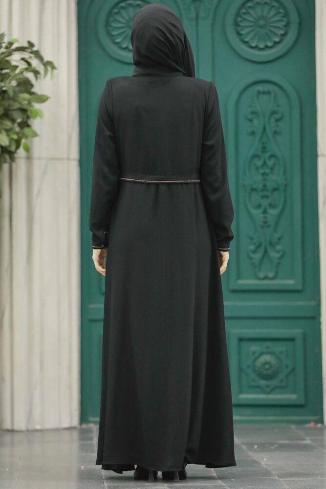 Neva Style - Black Long Turkish Abaya 617S - 3