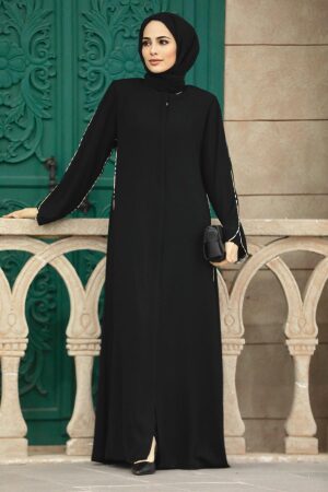 Black Long Turkish Abaya 618S - 3