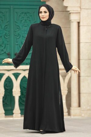 Black Long Turkish Abaya 618S - 4