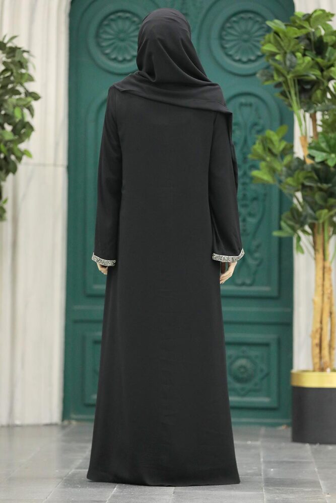 Black Long Turkish Abaya 624S - 3