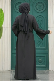 Neva Style - Black Long Turkish Abaya 91502S - Thumbnail