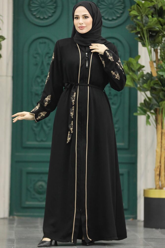 Black Modest Abaya 23152S - 2