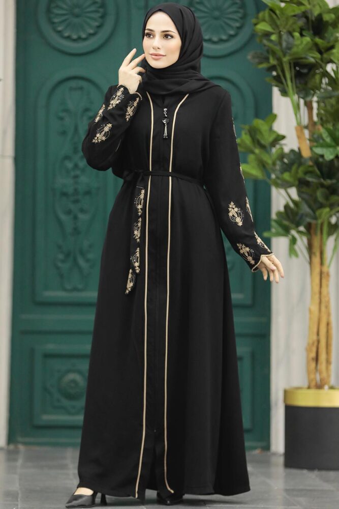 Black Modest Abaya 23152S - 3