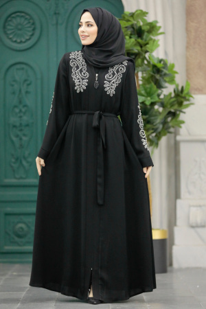 Black Modest Abaya 90901S - 1