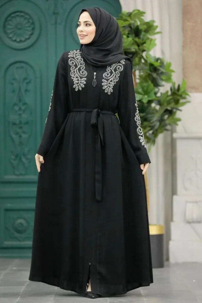 Black Modest Abaya 90901S - 1