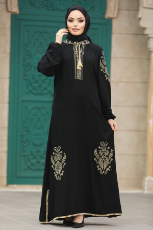 Black Modest Abaya Dress 10135S - 4