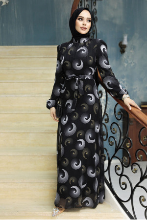 Black Modest Dress 27945S - 1