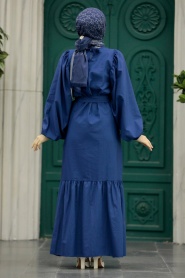 Neva Style - İndigo Blue Modest Dress 57350IM - Thumbnail