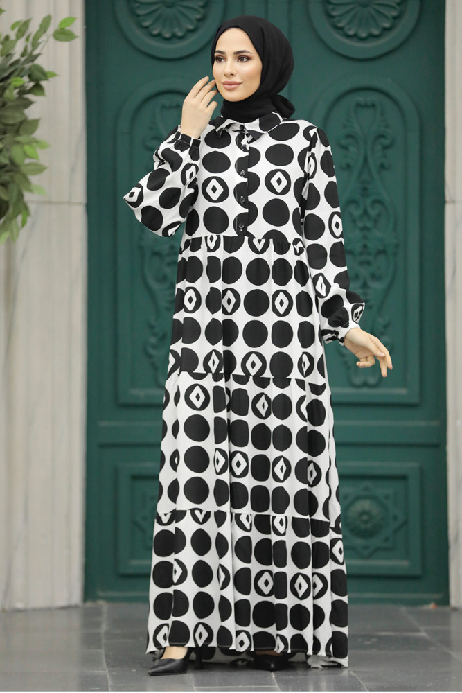 Black Modest Dress 89741S - 1